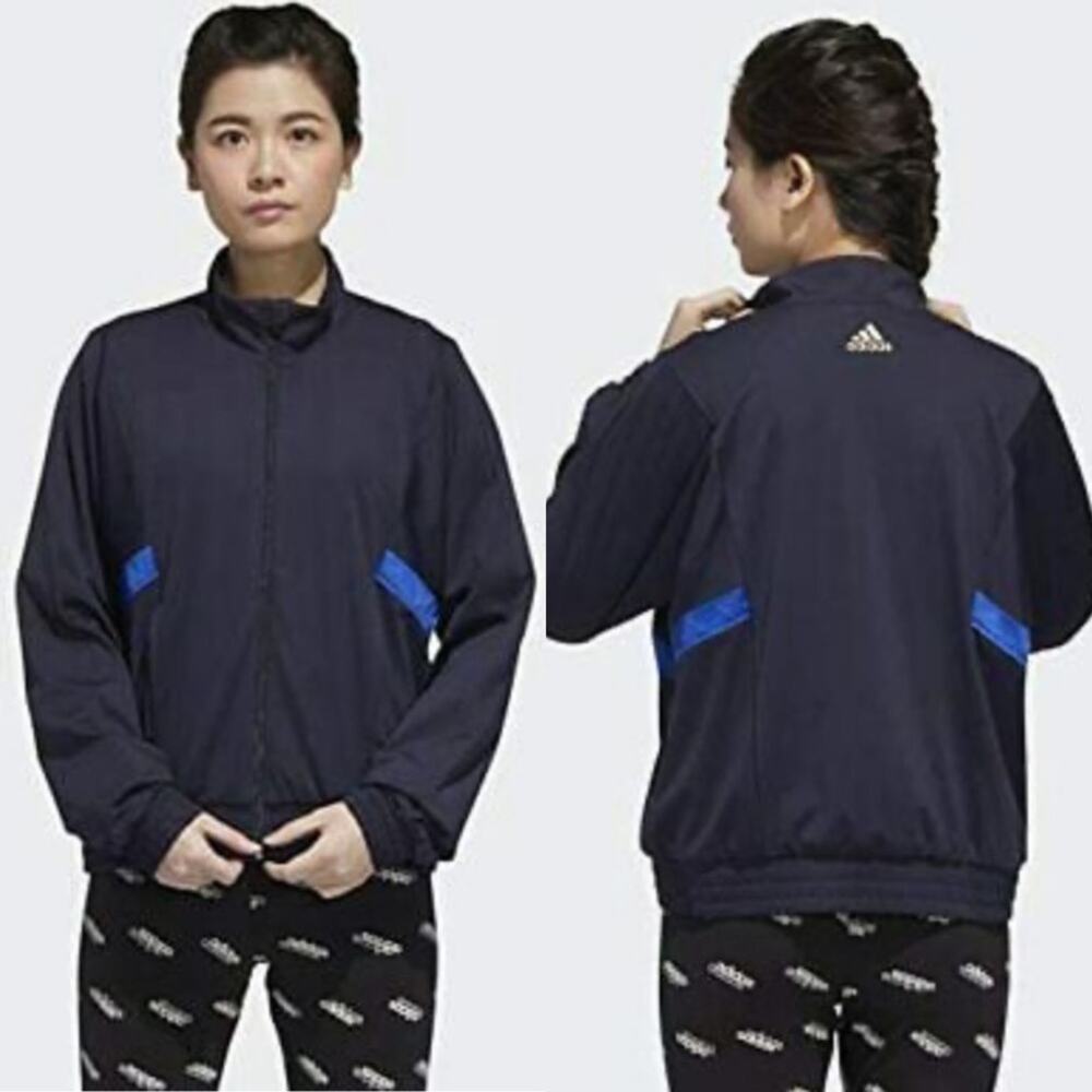 Adidas x Zoe Saldana Collection Track Jacket Coat Oversized Navy Blue Size XL
